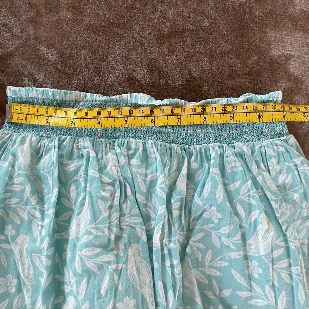 Mini Boden Girls Floral Blue Twirl Skirt with Bird Pattern Size 6-7